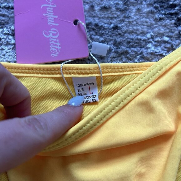 Awful Bitter Womens Large L Classic Bikini Bottom Thong Yellow Summer Beach - Picture 3 of 5